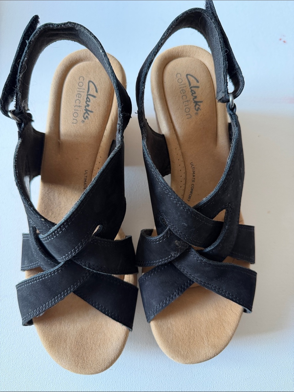 Clarks Black Strappy Slingback Sandals